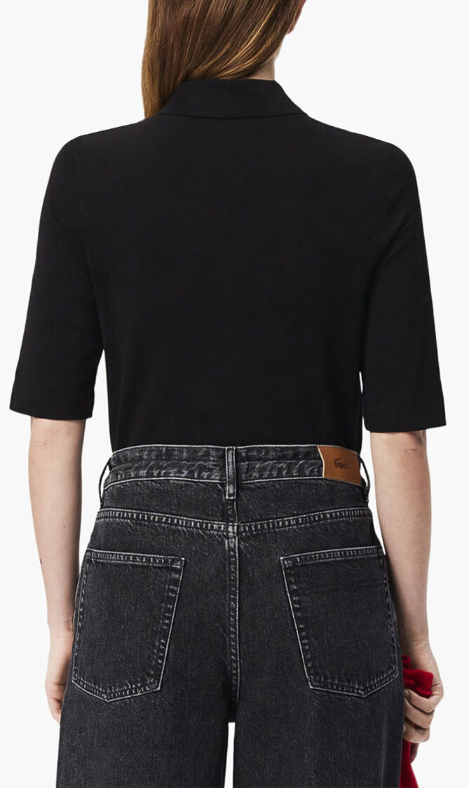 SHORT SLEEVED RIBBED COLLAR SHIRT
