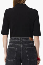 SHORT SLEEVED RIBBED COLLAR SHIRT
