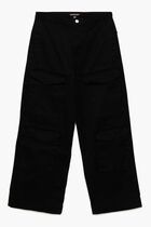 Stretch Cotton Wide-Leg Cargo Pants