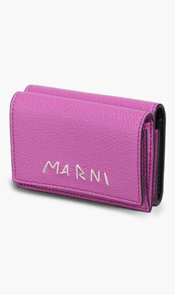Pink Leather Trifold Wallet With Marni Mending