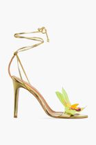 FLOWER GOLD LEATHER SANDALS
