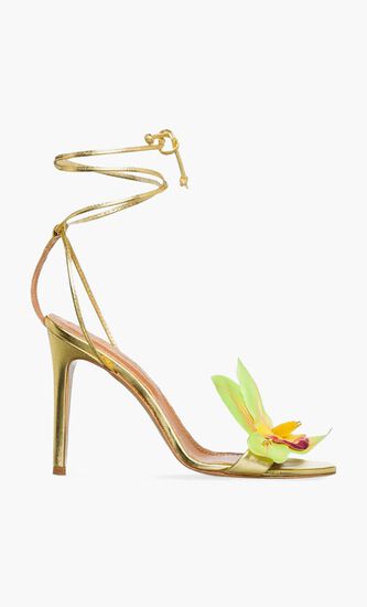 FLOWER GOLD LEATHER SANDALS