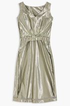 AVP CUT SLEEVE VISCOSE SILVER MIDI DRESS