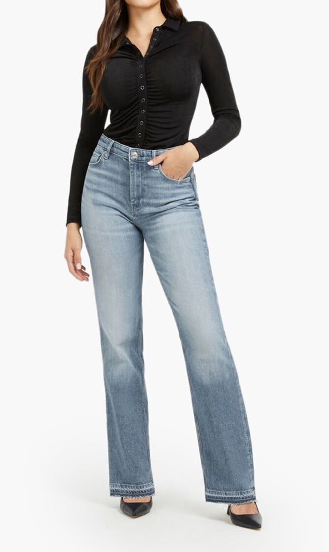 Long Sleeve Shirred Snap Milana Top