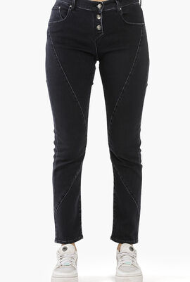 Button-Fly Stretch Fit Jeans