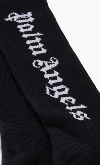 VERTICAL LOGO SOCKS  WHITE BLACK