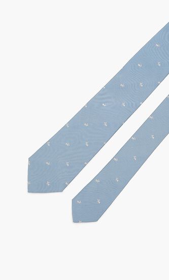 Bunny Print Narrow Silk Tie