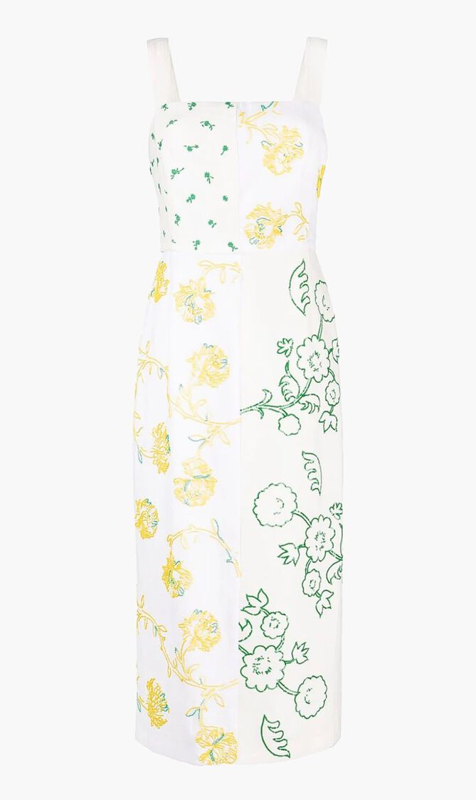 Buy TORY BURCH Embellished Patchwork Linen Dress for SAR 4880.00 | The Deal  Outlet