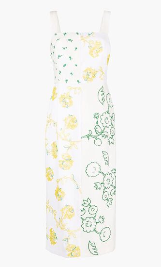 Embellished Patchwork Linen Dress