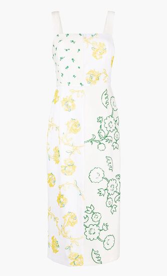 Embellished Patchwork Linen Dress