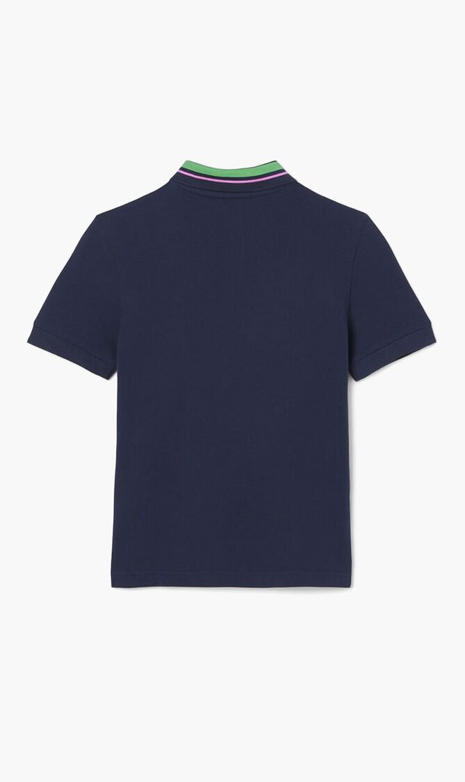Stripe Collar Petit Pique Polo Shirt