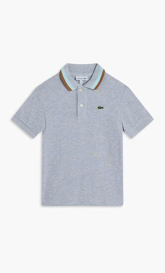 Tricolour Collar Cotton Petit Pique Polo