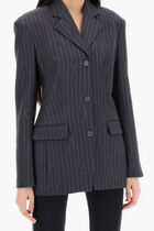PINSTRIPE FITTED 3 BUTTON JKT FORGED IRO