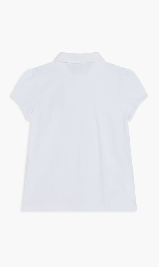 Scalloped Collar Mini Pique Polo Shirt