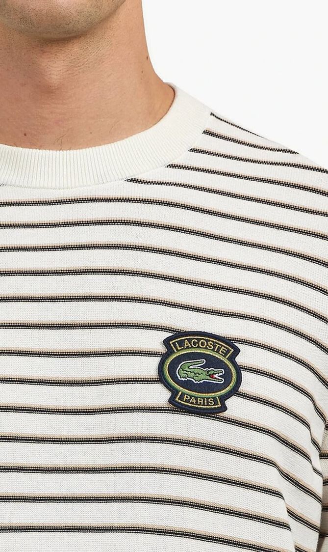 Classic Fit Striped Cotton Crew Neck Sweatshirt