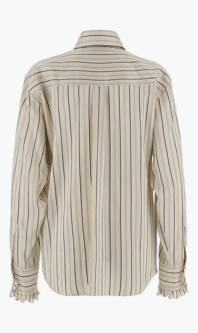 Ruffle Detailed Striped Shirt