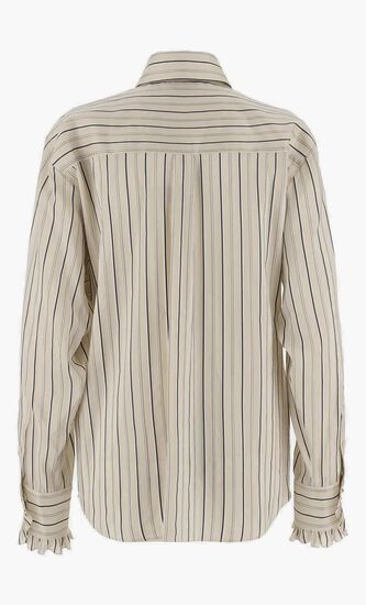 Ruffle Detailed Striped Shirt