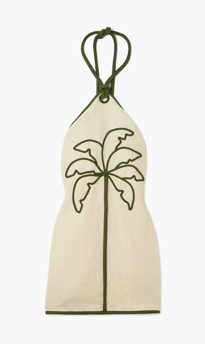 TROPICAL TAPESTRY OFF WHITE HALTER NECK MAXI DRESS