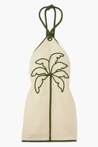 TROPICAL TAPESTRY OFF WHITE HALTER NECK MAXI DRESS