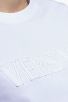 T-SHIRT VERSACE FRINGED LOGO EMBROIDERY COTTON JERSEY