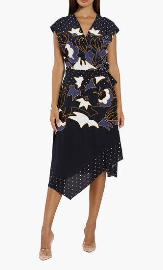 Saretti Masquerade Printed Wrap Dress