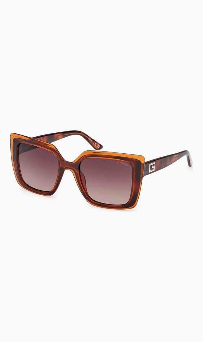 INJECTED SUN GLASSES - SQUARE - DARK HAVANA GRADIENT BROWN