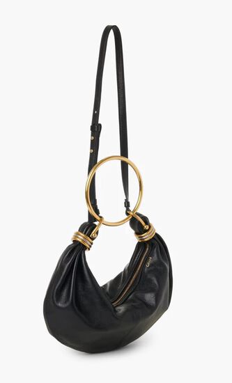 Bracelet Hobo Bag in Grained Leather