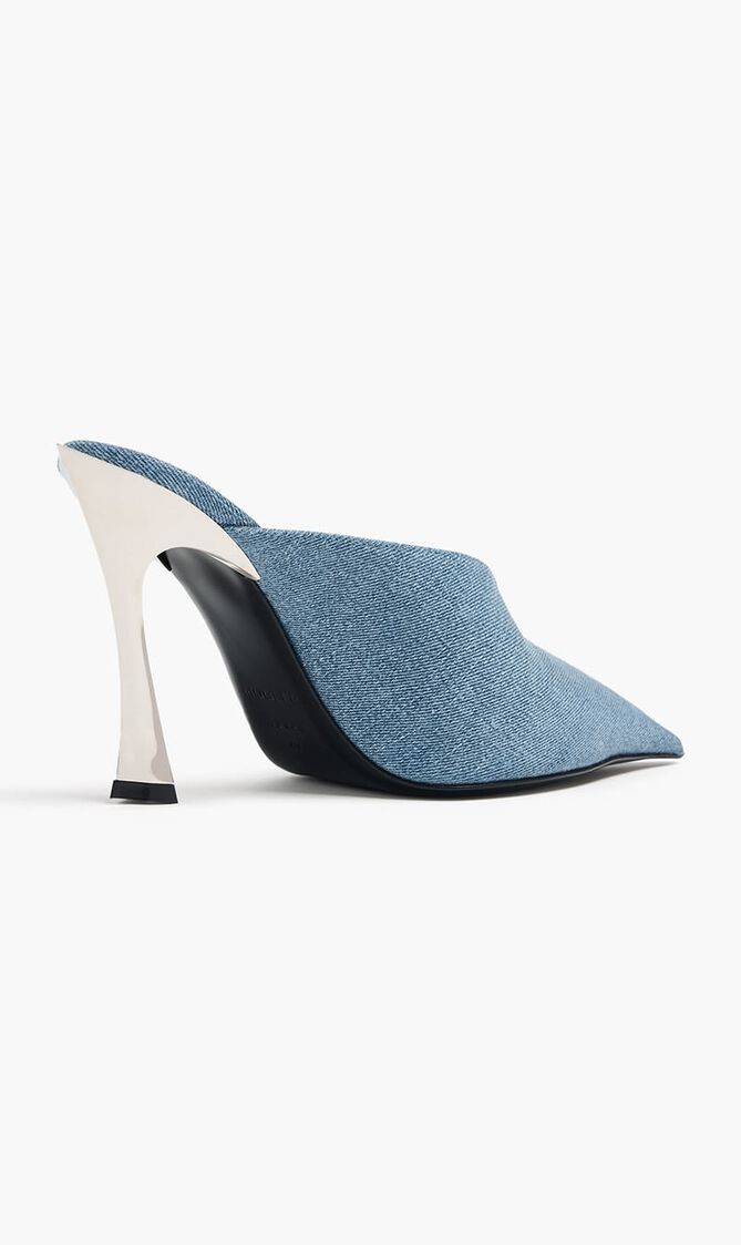Denim mule heel sandals