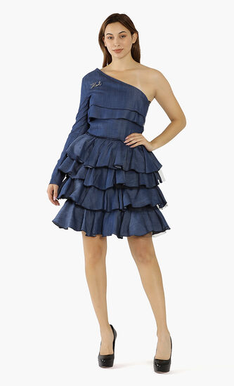 Asymmetric Ruffled Dress
