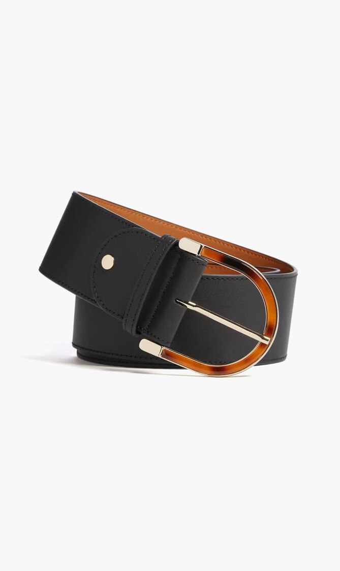 Tortoiseshell Buckle Leather Belt