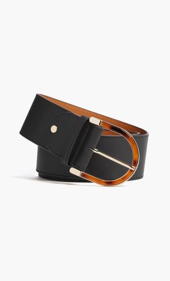 Tortoiseshell Buckle Leather Belt