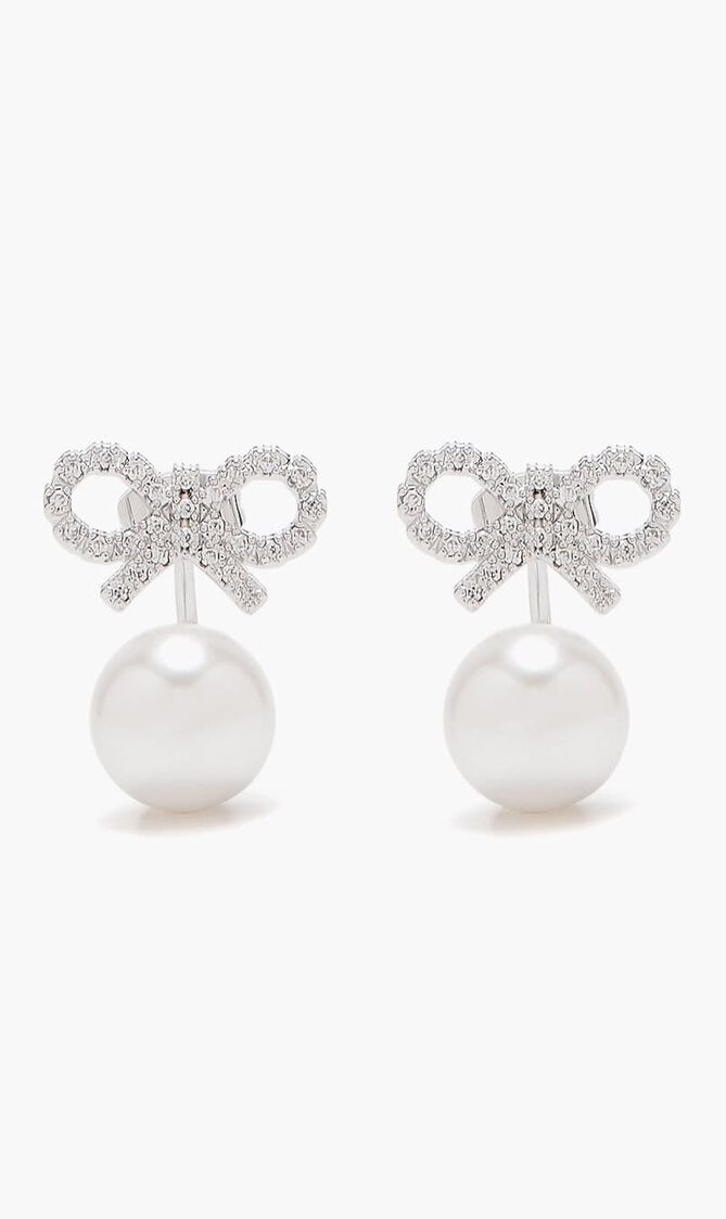 Bow Pearl Jacket Earrings