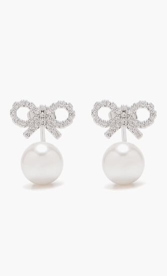 Bow Pearl Jacket Earrings