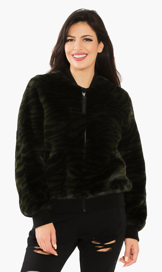 Furry animal print bomber jacket new arrivals