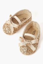 Gros Grain Bow Embellished Glitter Fabric Ballerinas