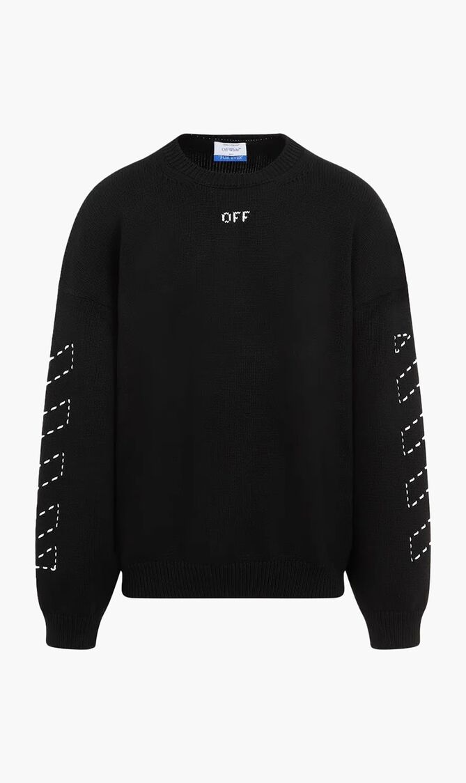 STITCH ARR DIAGS KNIT CREWNEC BLACK CREA