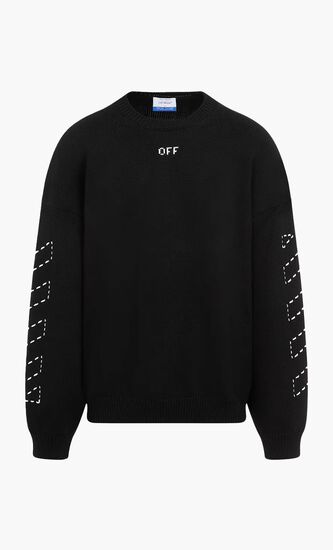 STITCH ARR DIAGS KNIT CREWNEC BLACK CREA