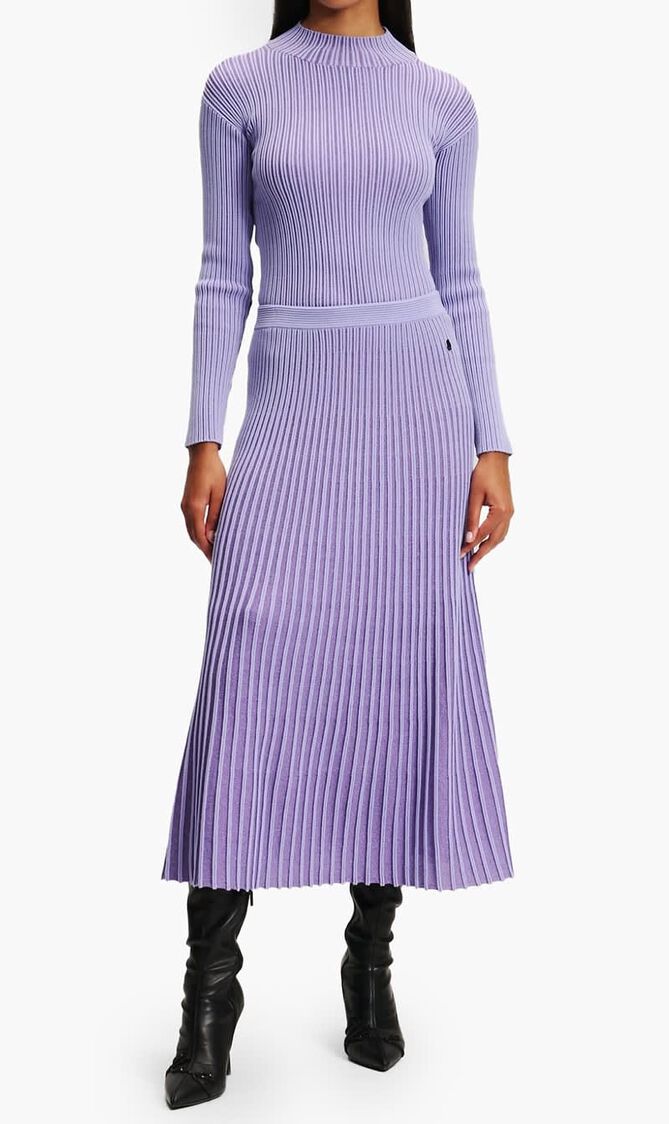 Pleated Lurex Knit Skirt