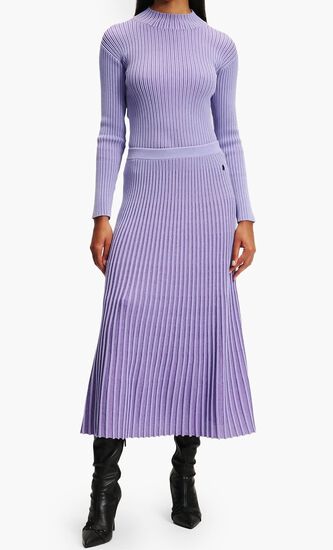 Pleated Lurex Knit Skirt