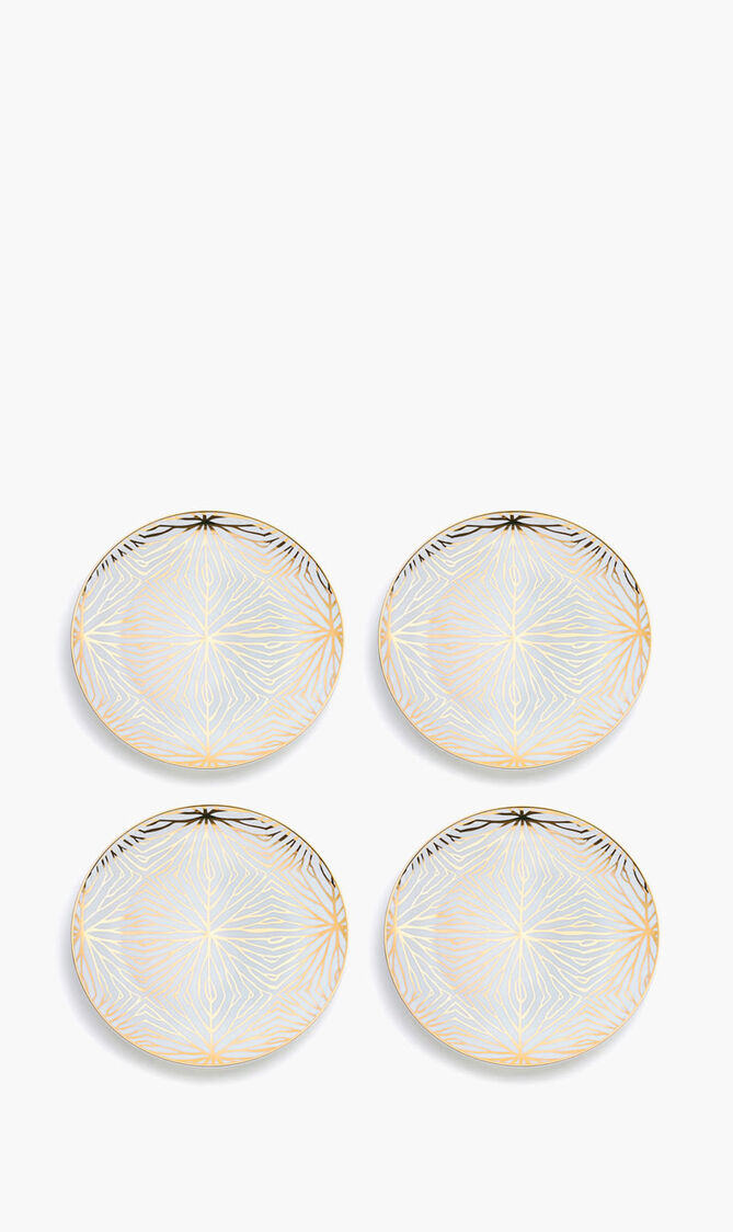 TLI LILY PAD WHITEGOLD DESSERT PLATES S4