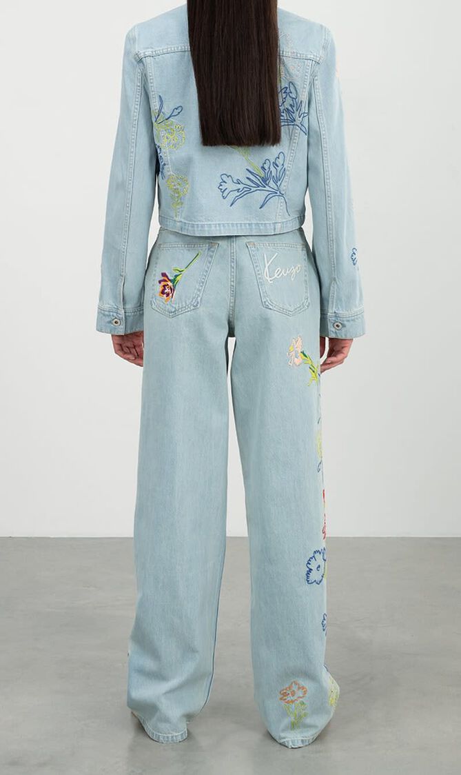 DRAWN FLOWERS AYAME WIDE JEANS