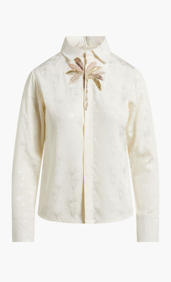OFF-WHITE PALM TREE EMBROIDERED SHIRT