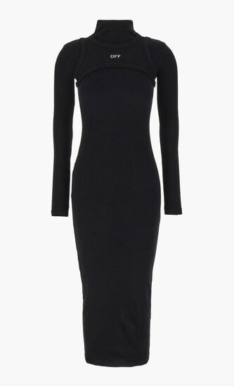 OFF STAMP RIB ROUND LONG DRES BLACK WHIT