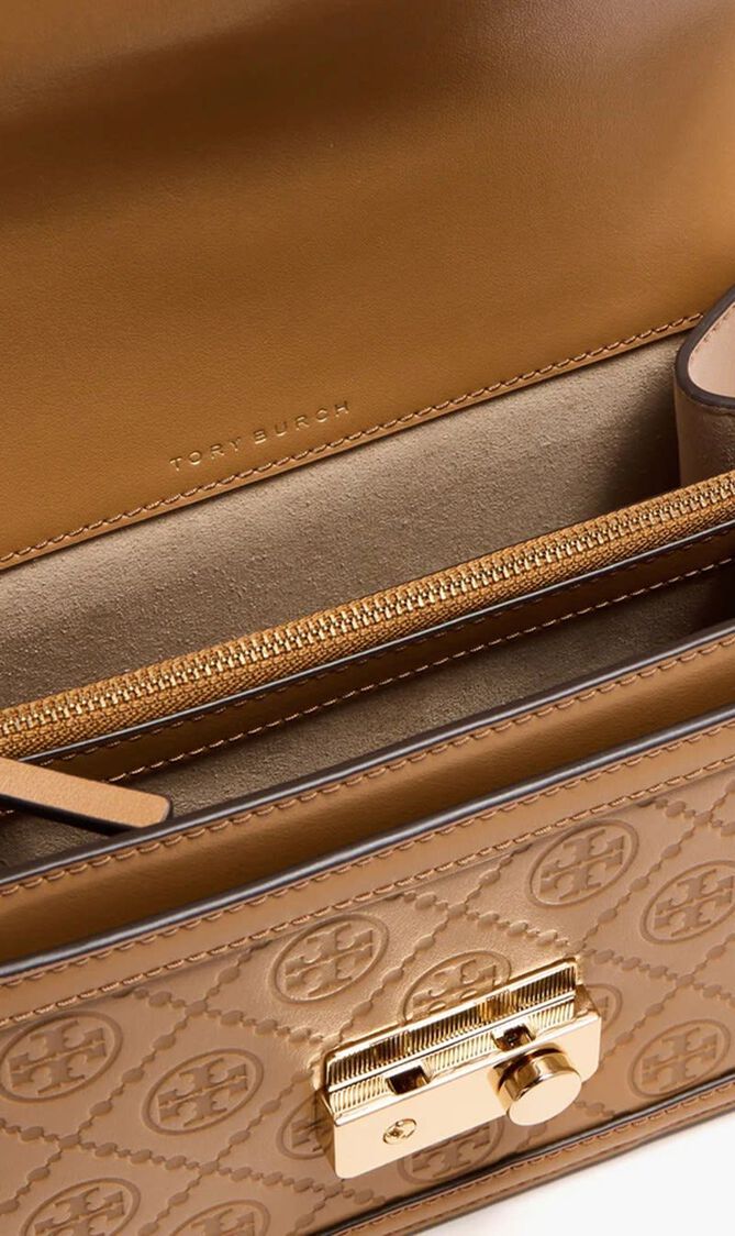 T Monogram Leather Shoulder Bag