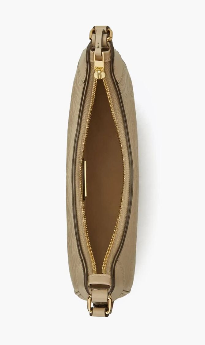 T Monogram Leather Crescent Bag