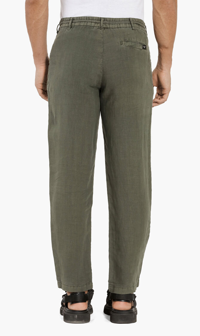 Linen Drawstring Waist Pants