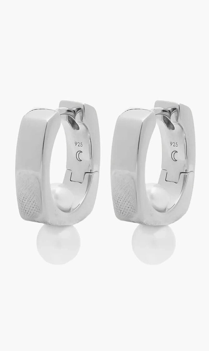 Pearl Square Hoop Earrings
