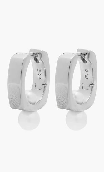 Pearl Square Hoop Earrings