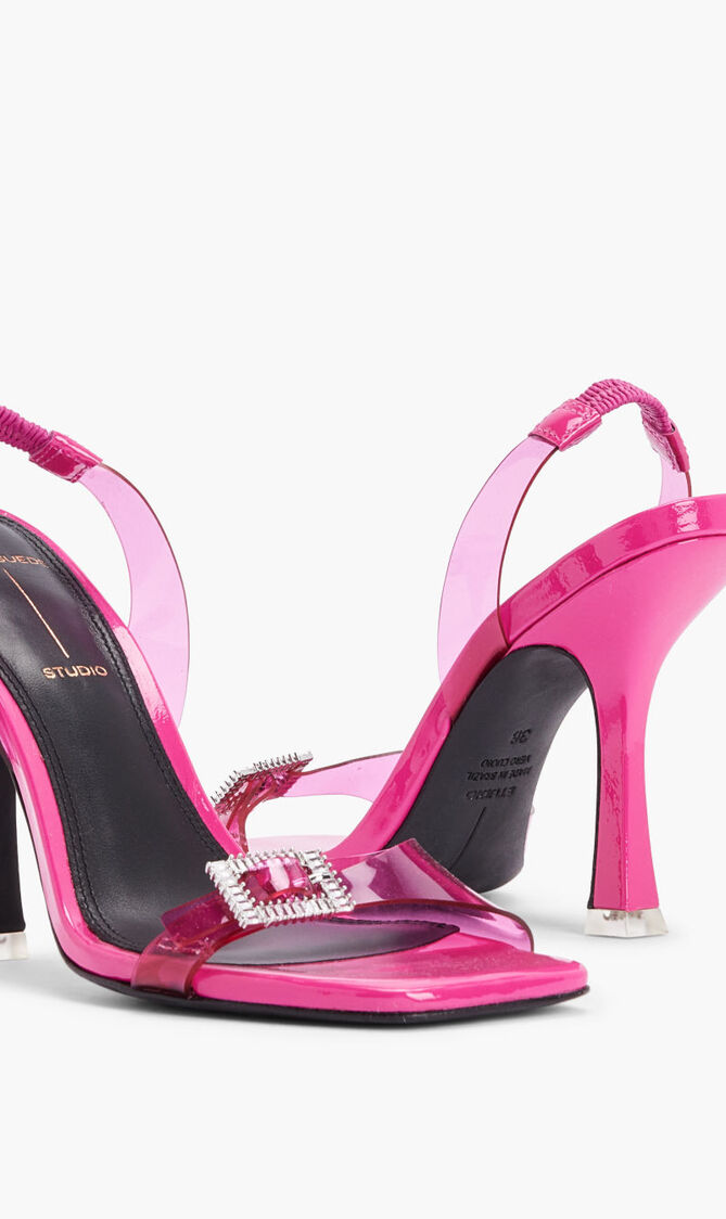 SQUARE TOE SLINGBACK HIGH HEEL SANDAL