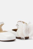 FABRIC BUTTERFLY DECORATION EMBELLISHED HEEL FRENCH BALLERINAS